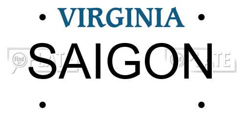 SAIGON Virginia License Plate