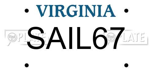SAIL67 Virginia License Plate