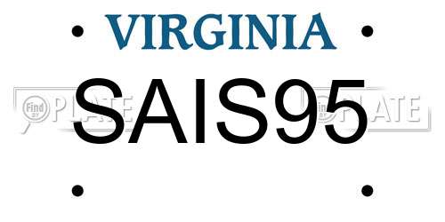 SAIS95 Virginia License Plate