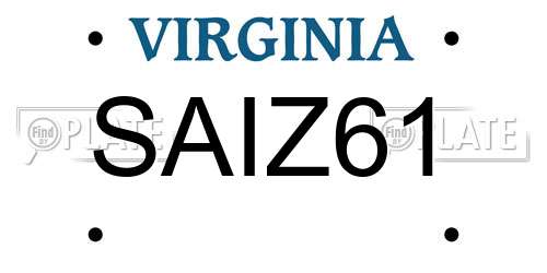 SAIZ61 Virginia License Plate
