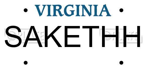 SAKETHH Virginia License Plate