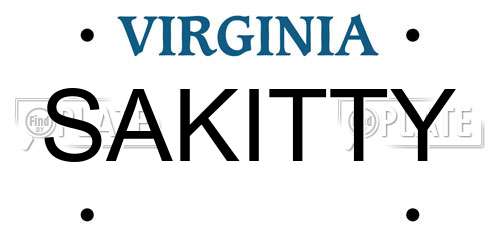 SAKITTY Virginia License Plate