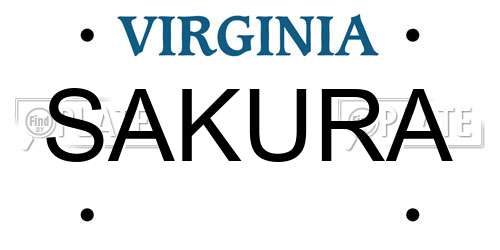 SAKURA Virginia License Plate
