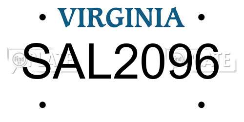 SAL2096 Virginia License Plate