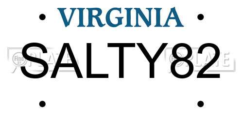 SALTY82 Virginia License Plate
