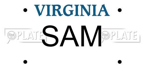 SAM Virginia License Plate