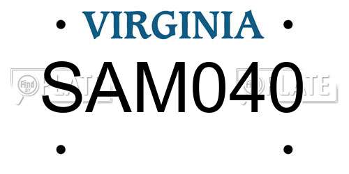 SAM040 Virginia License Plate