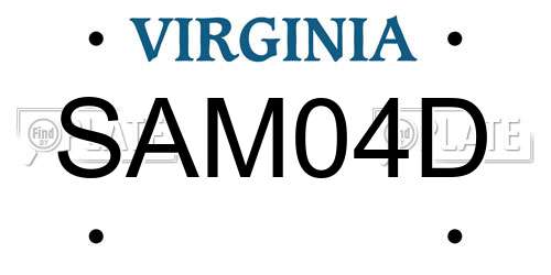 SAM04D Virginia License Plate