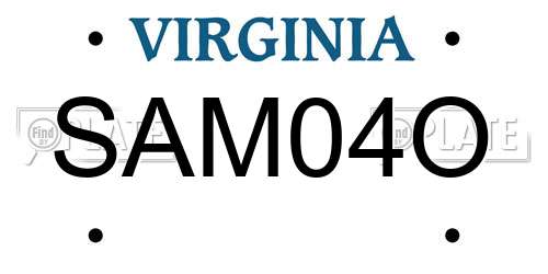 SAM04O Virginia License Plate