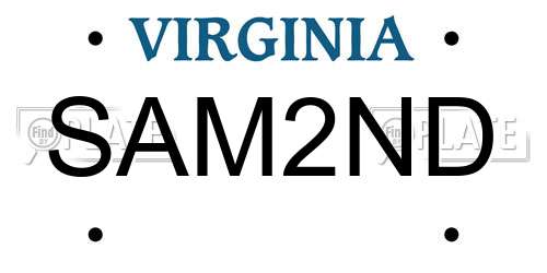 SAM2ND Virginia License Plate