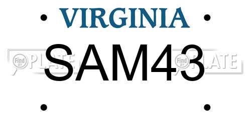 SAM43 Virginia License Plate