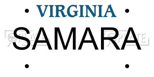 SAMARA Virginia License Plate