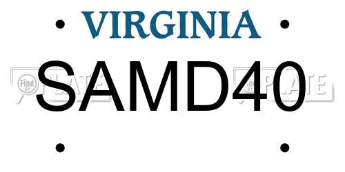SAMD40 Virginia License Plate