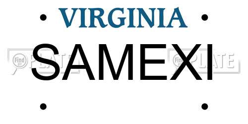SAMEXI Virginia License Plate