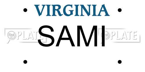 SAMI Virginia License Plate