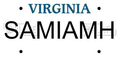 SAMIAMH Virginia License Plate