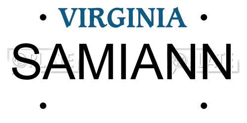 SAMIANN Virginia License Plate