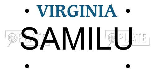 SAMILU Virginia License Plate