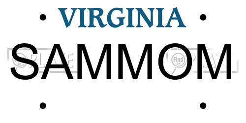 SAMMOM Virginia License Plate