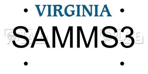 SAMMS3 Virginia License Plate