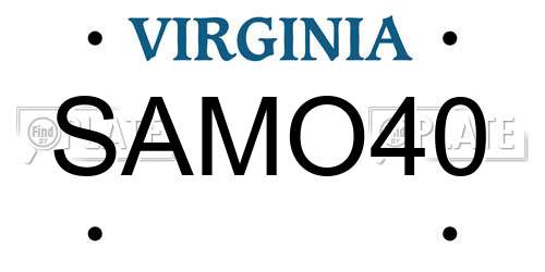 SAMO40 Virginia License Plate