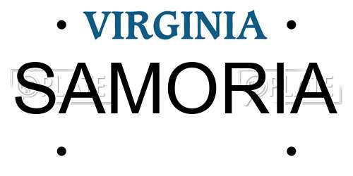 SAMORIA Virginia License Plate