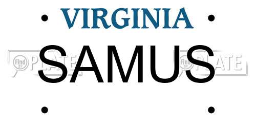 SAMUS Virginia License Plate