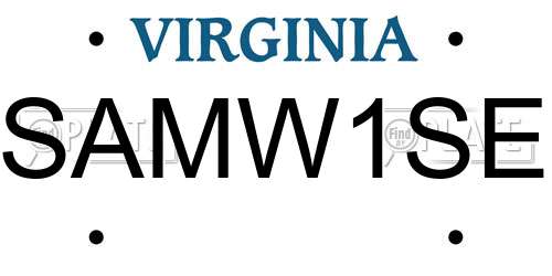 SAMW1SE Virginia License Plate