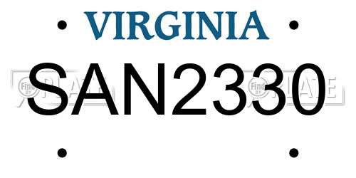 SAN2330 Virginia License Plate