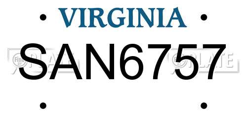 SAN6757 Virginia License Plate