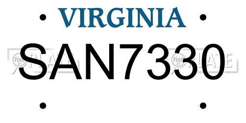SAN7330 Virginia License Plate