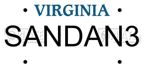 SANDAN3 Virginia License Plate