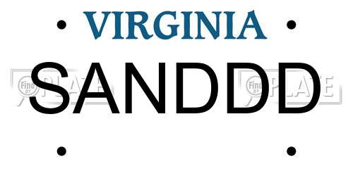 SANDDD Virginia License Plate