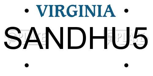 SANDHU5 Virginia License Plate