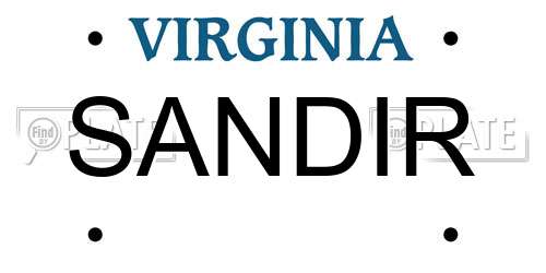 SANDIR Virginia License Plate