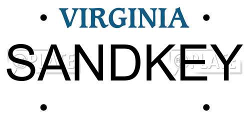 SANDKEY Virginia License Plate