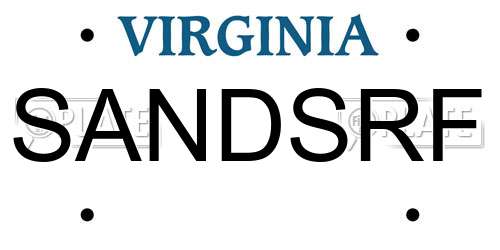 SANDSRF Virginia License Plate