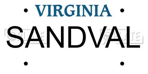 SANDVAL Virginia License Plate