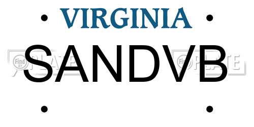 SANDVB Virginia License Plate
