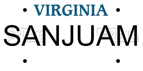 SANJUAM Virginia License Plate