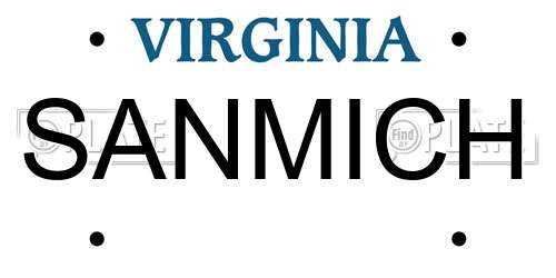 SANMICH Virginia License Plate