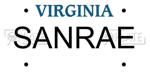 SANRAE Virginia License Plate