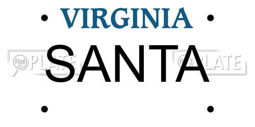 SANTA Virginia License Plate