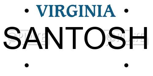 SANTOSH Virginia License Plate