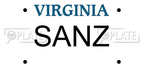 SANZ Virginia License Plate
