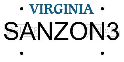 SANZON3 Virginia License Plate