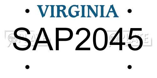 SAP2045 Virginia License Plate
