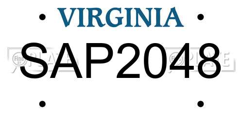 SAP2048 Virginia License Plate