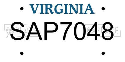 SAP7048 Virginia License Plate