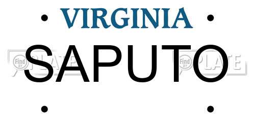 SAPUTO Virginia License Plate